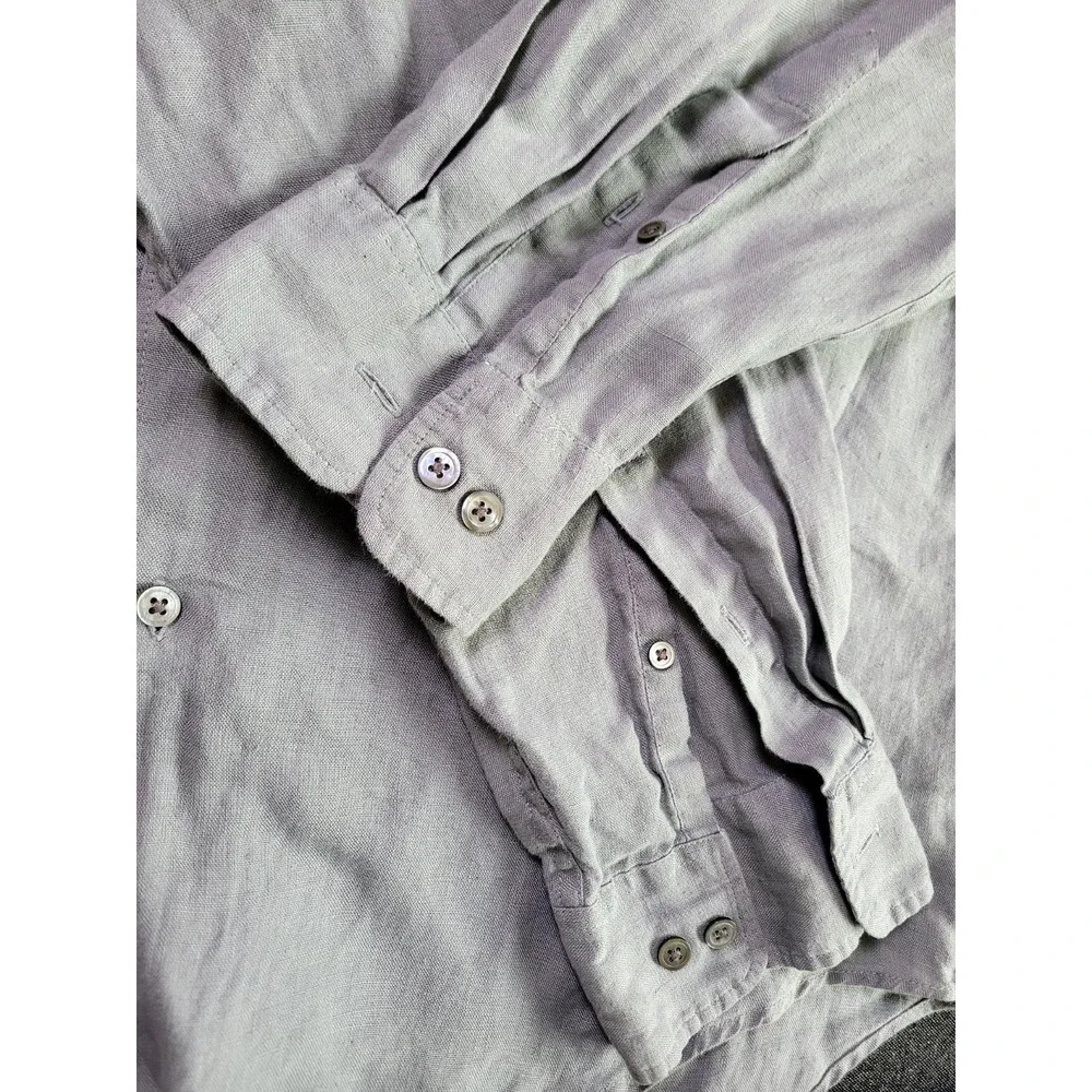 Vintage‎ Men's Banana Republic Irish Linen Button Up Long Sleeve Grey M Casual